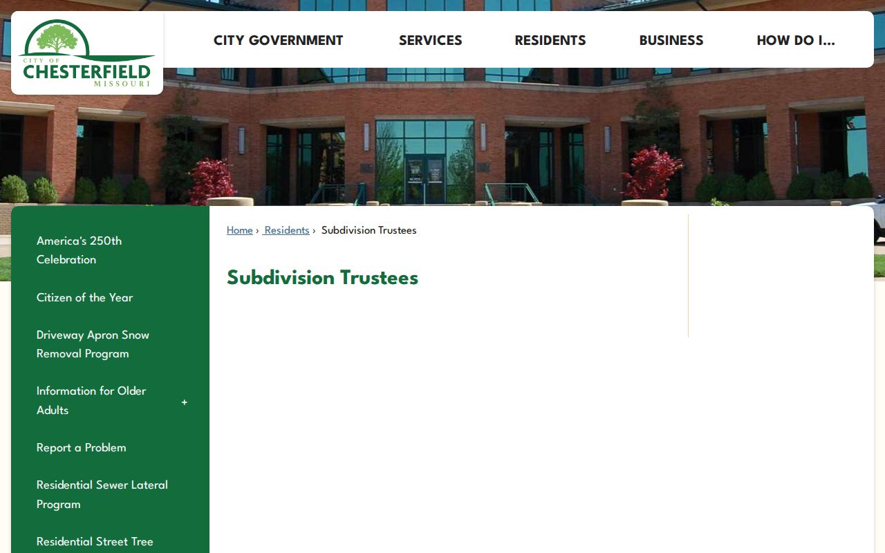 Chesterfield neighbors subdivision trustee community directory page