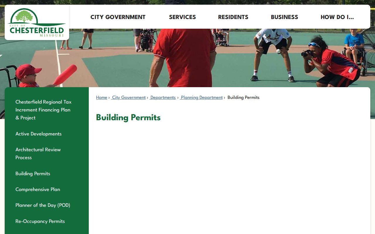 Chesterfield street directory building permit information page